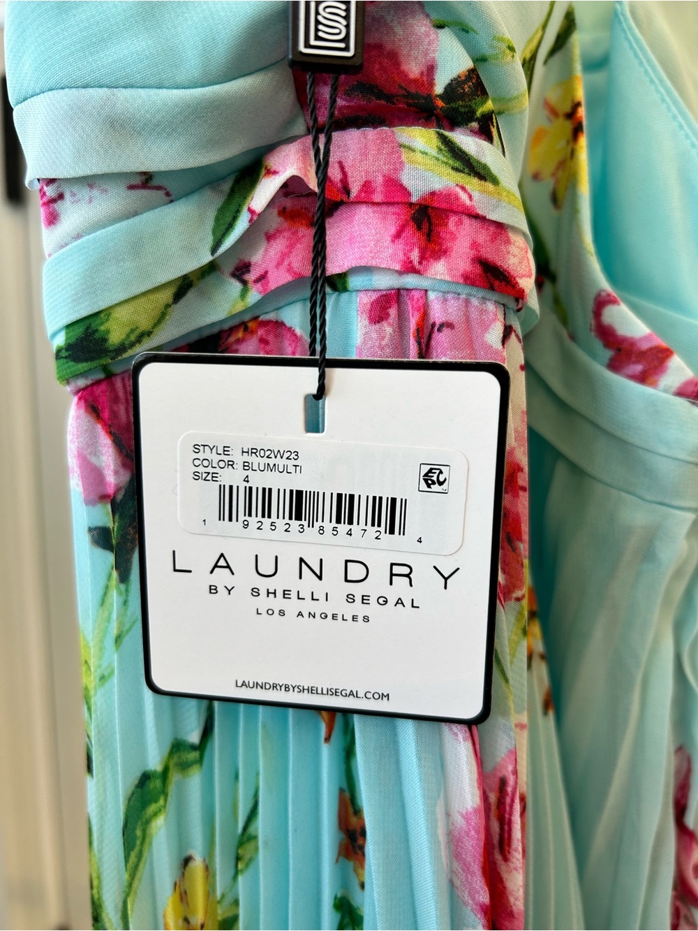 Laundry By Shelli Segal Blue Floral Pleated Maxi Dress - Picture 5 of 6